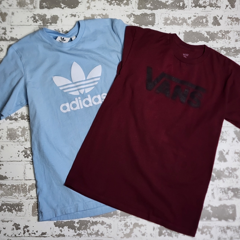 Vans and Adidas Lot of 2 Mens shirts Size Small Original Vintage Trefoil Logo